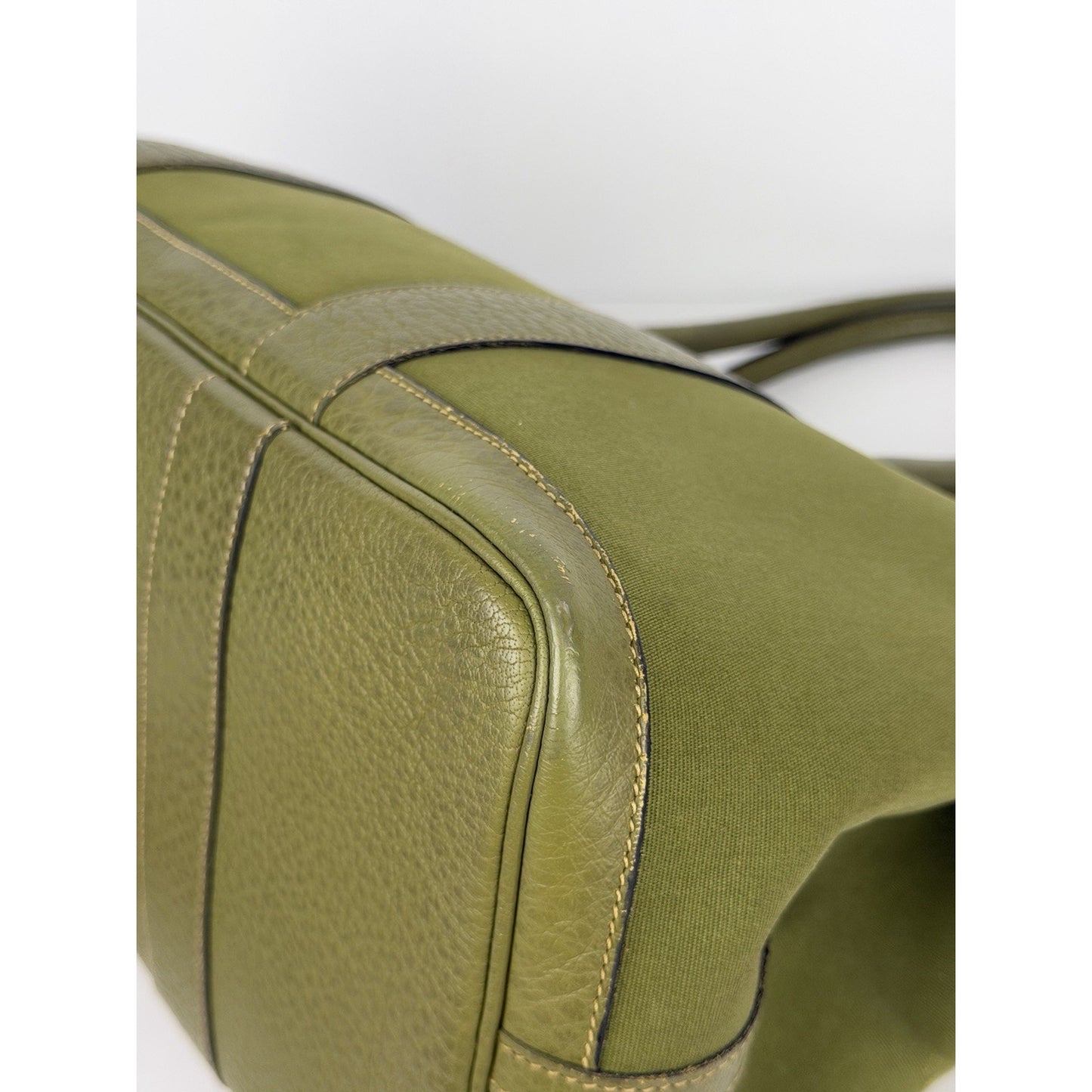 Hermes Garden Party 36 PM Tote Bag Olive Green Canvas and Leather 2006 C1