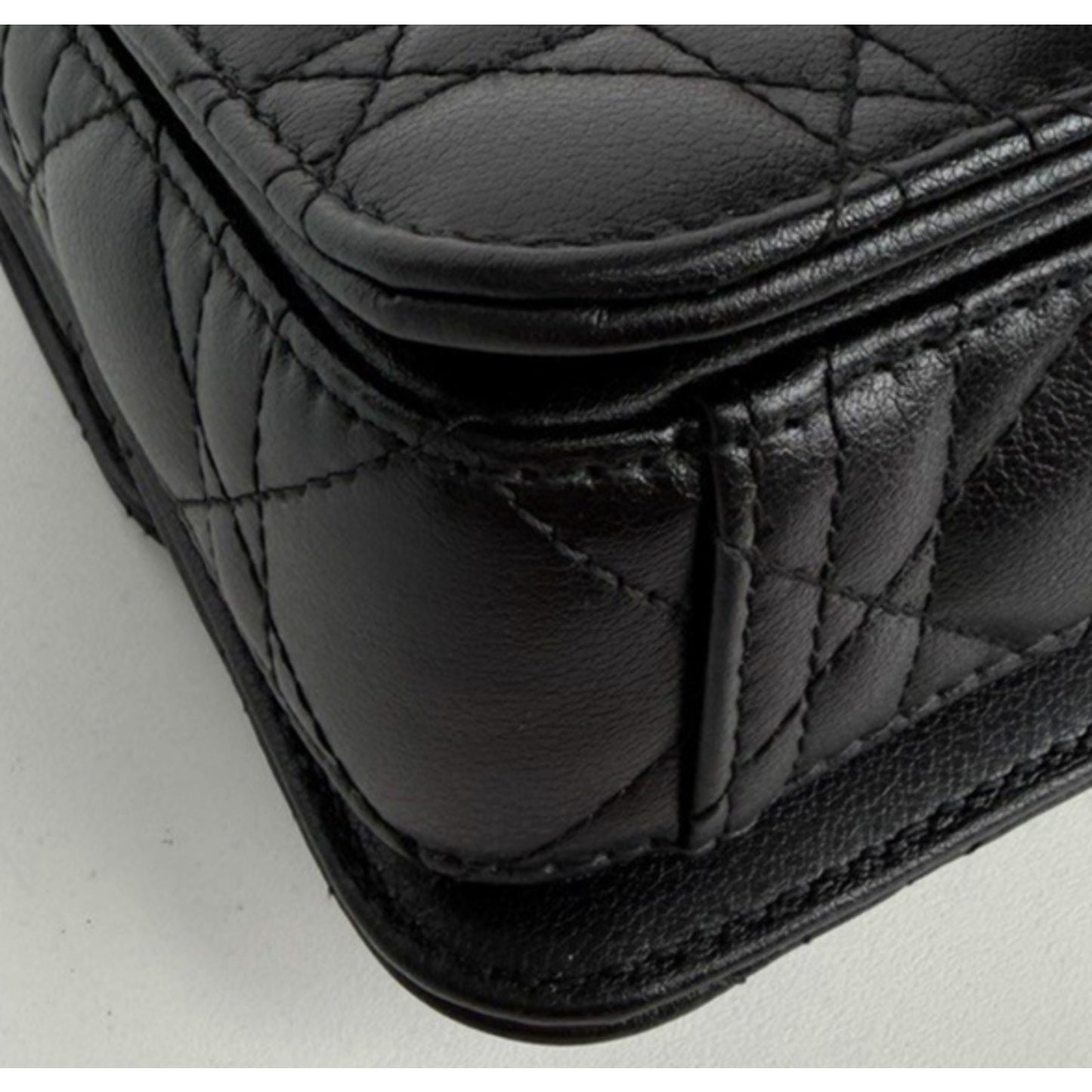 Dior Cannage Jolie Top Handle Small Bag in Black Calfskin with "CD" Clasp S-07