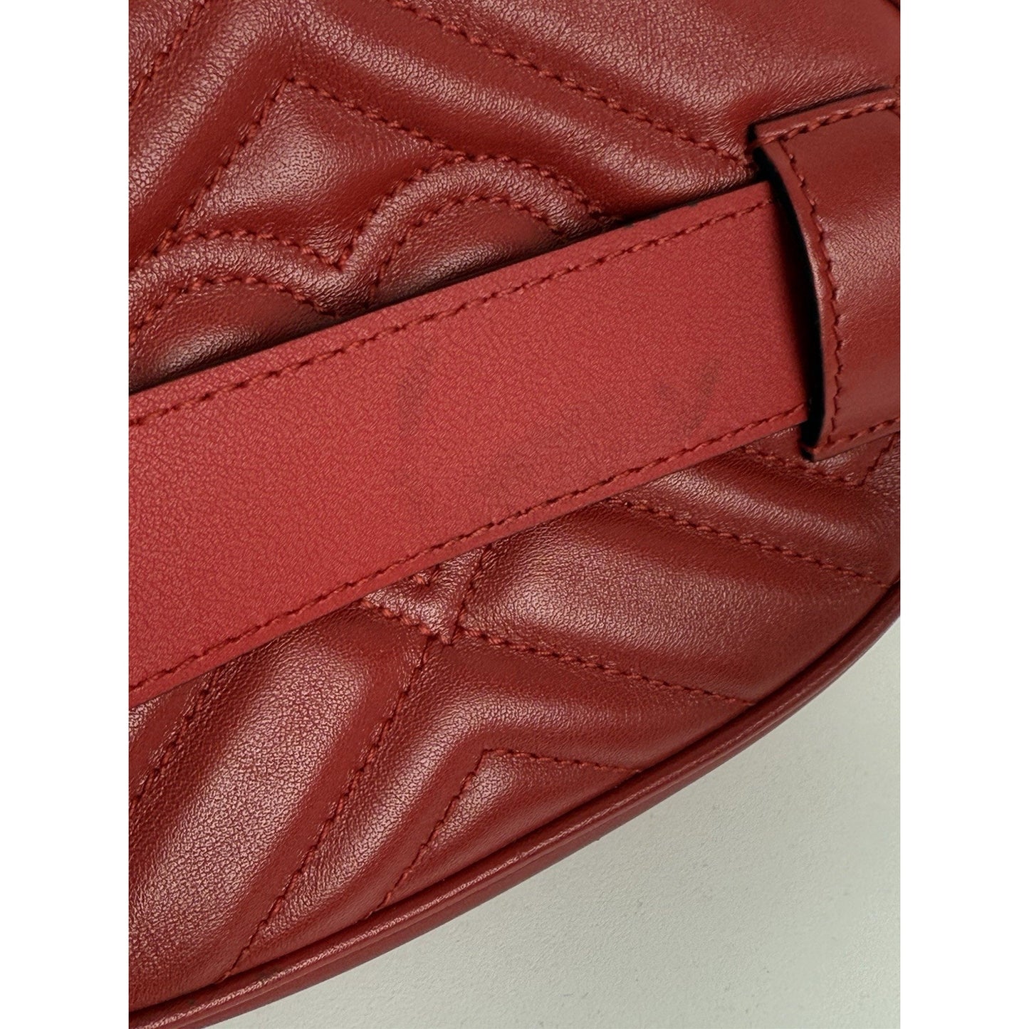 Gucci Marmont Red Leather Interlocking G Oval Belt Bag 75/30