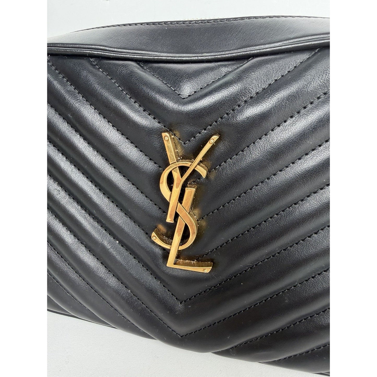 Saint Laurent Lou Camera Bag in Black Chevron Quilted Leather S11