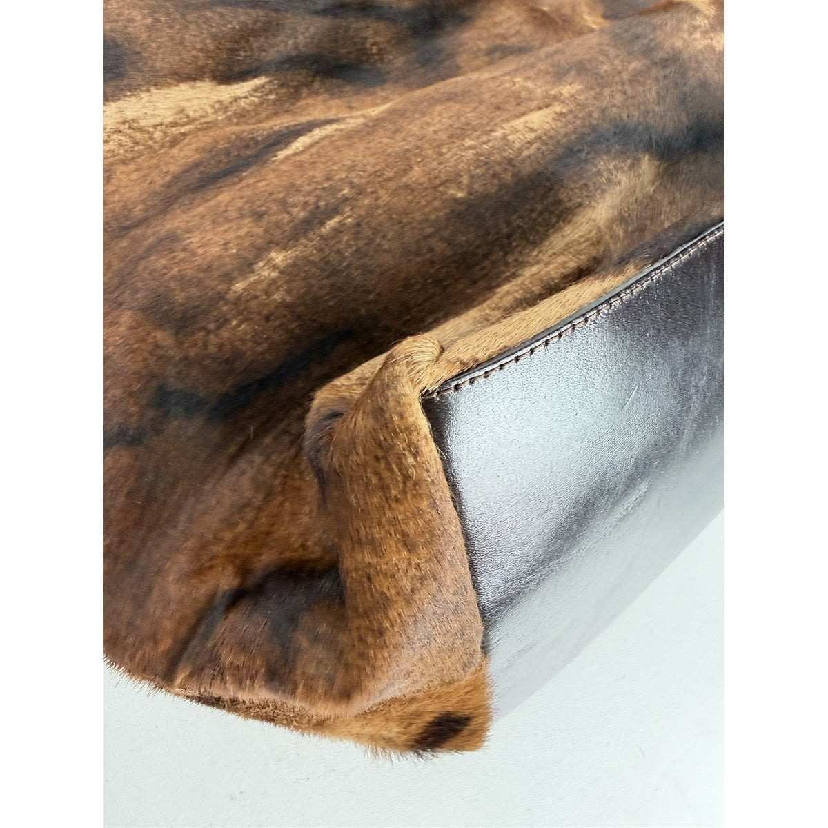 Fendi Animal Print Pony Hair Tote Bag Vintage S-06