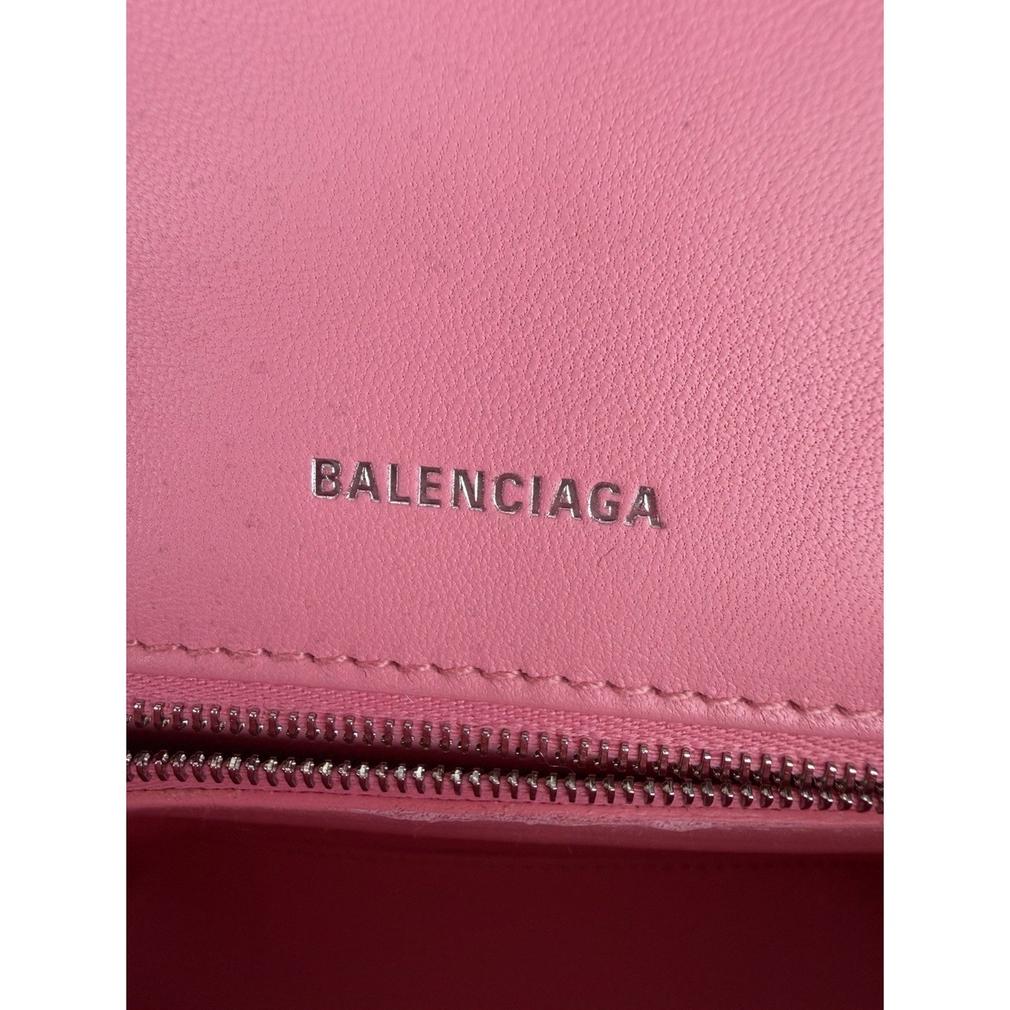 Balenciaga Hourglass Top Handle Bag Small in Pink Fuzzy Faux Fur S-01