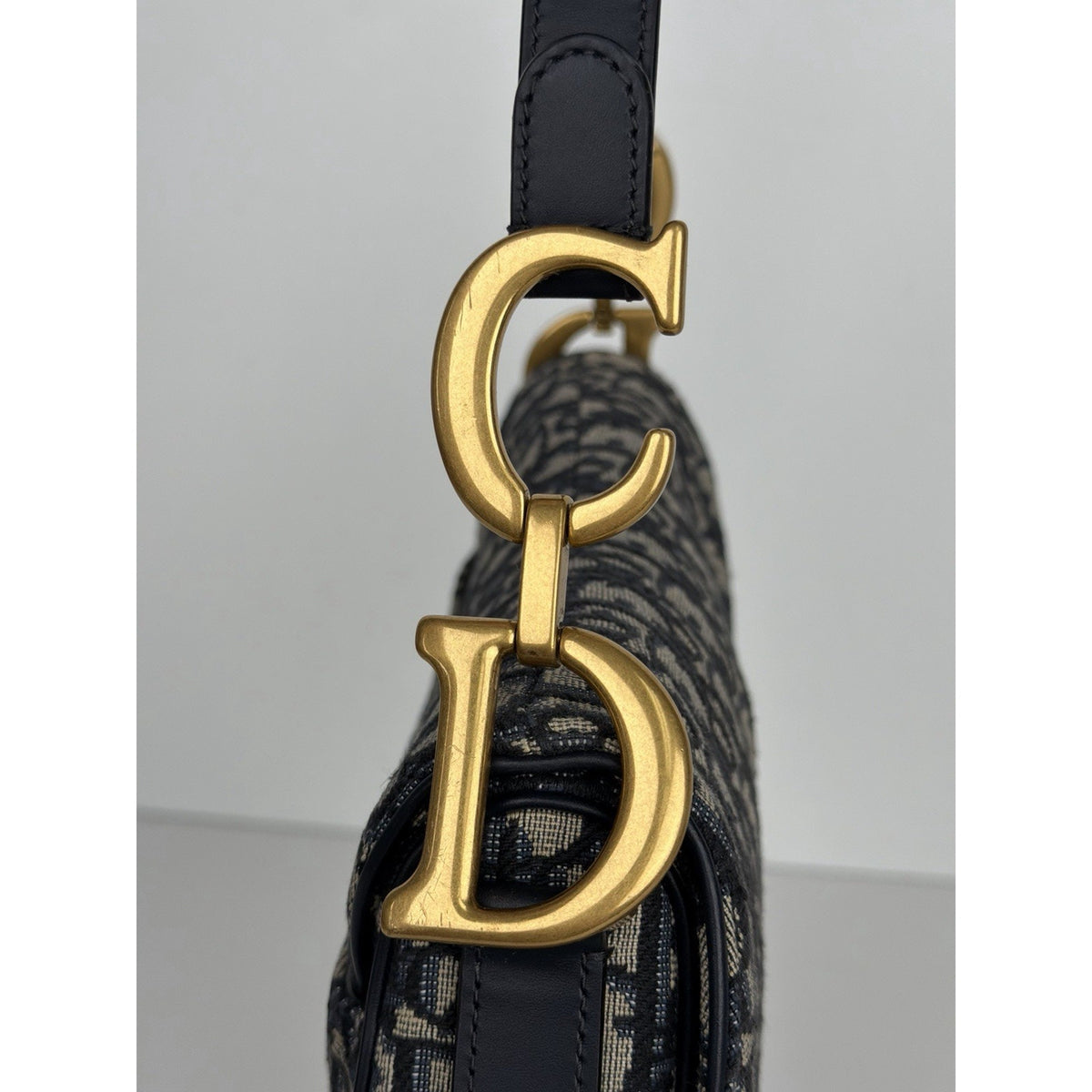 Christian Dior Blue Oblique Jacquard Saddle Medium Bag C-4