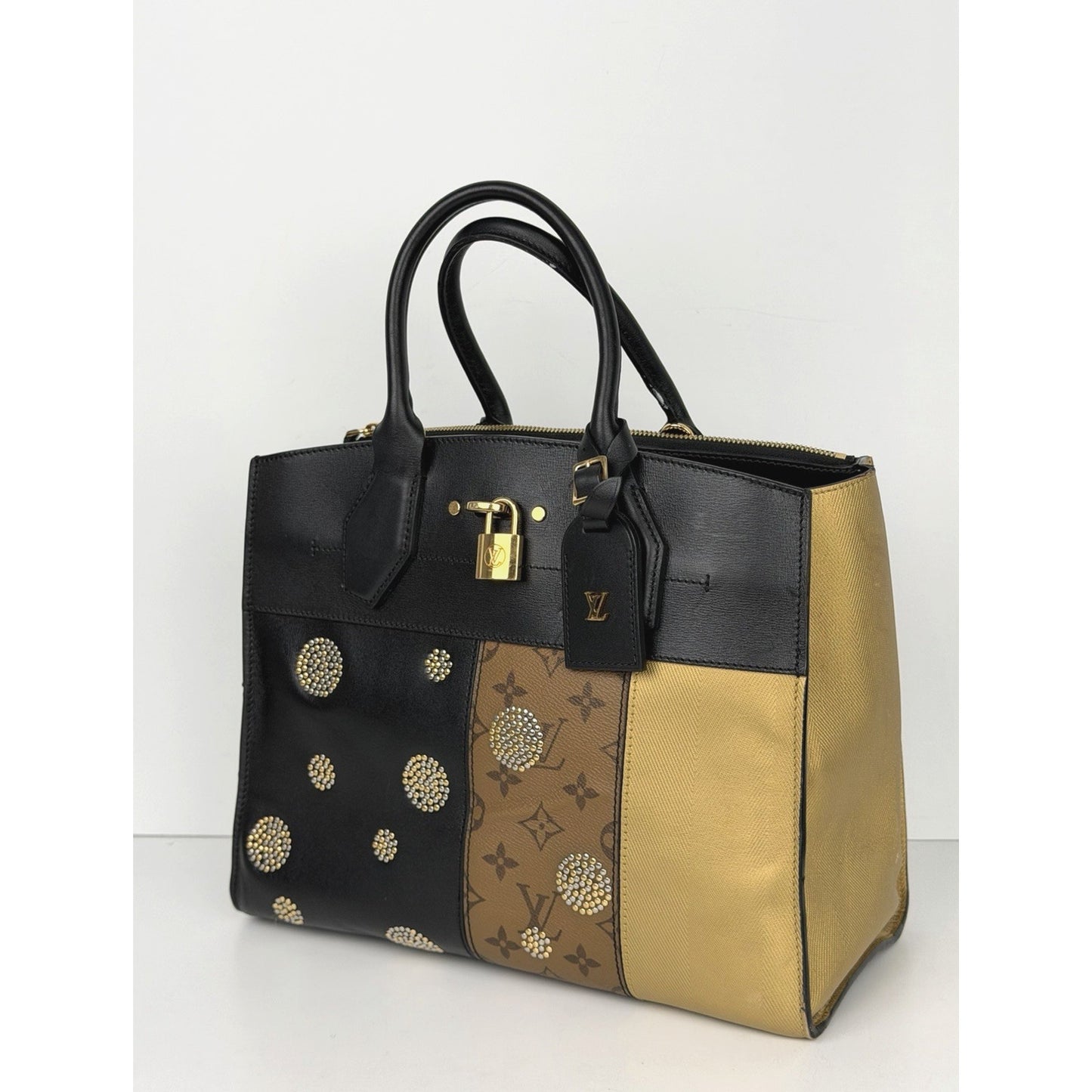 Louis Vuitton Night Light City Steamer MM Handbag in Black/Brown/Gold 2017 S