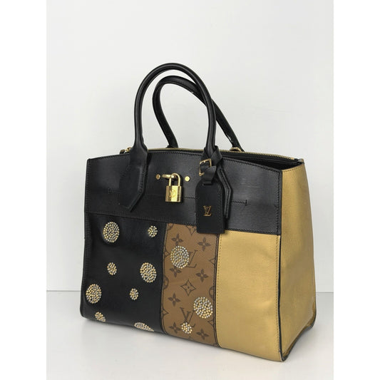 Louis Vuitton Night Light City Steamer MM Handbag in Black/Brown/Gold 2017 S