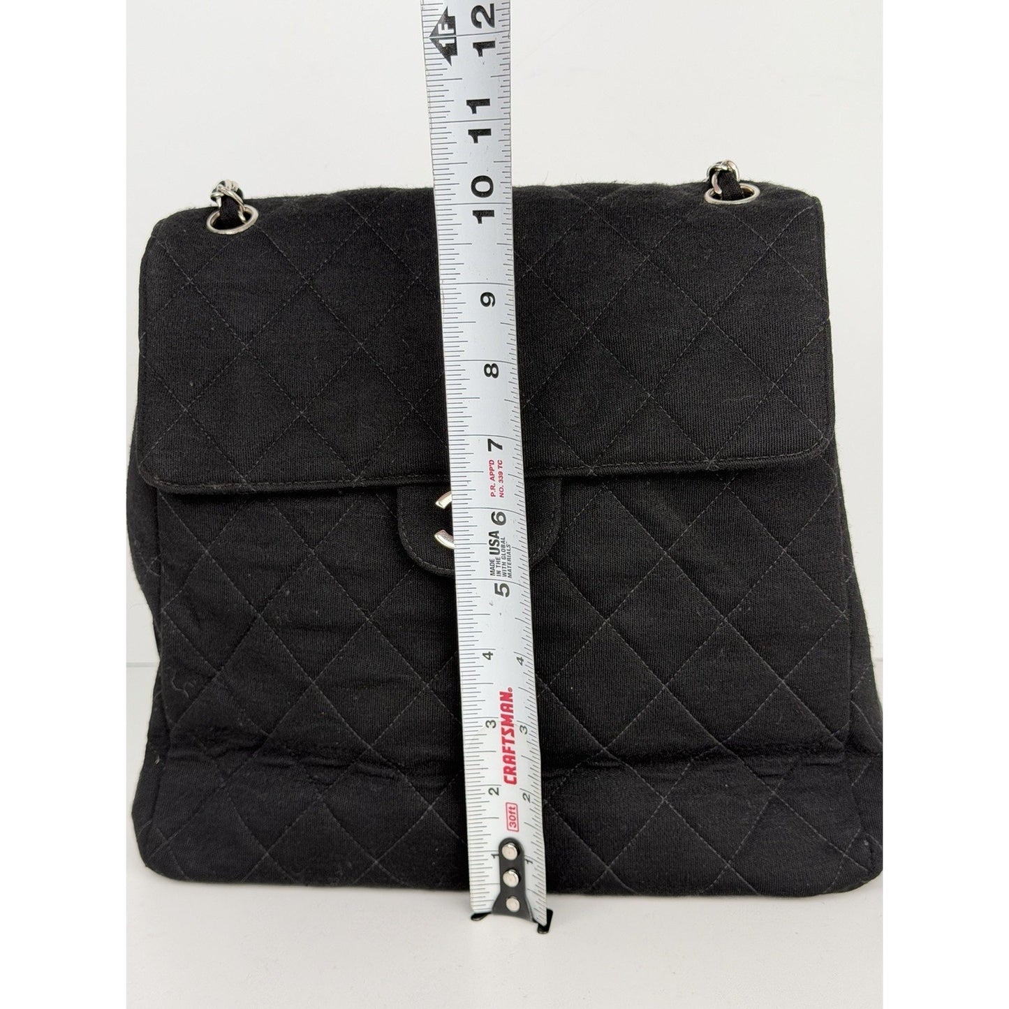 Chanel Black Cotton Two Side Flap Quilted Shoulder Bag Interlocking CC 1996-1997