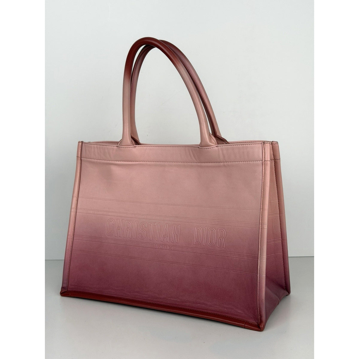 Christian Dior Book Tote Medium Shoulder Bag in Gradient Pink Leather 2021 E-3