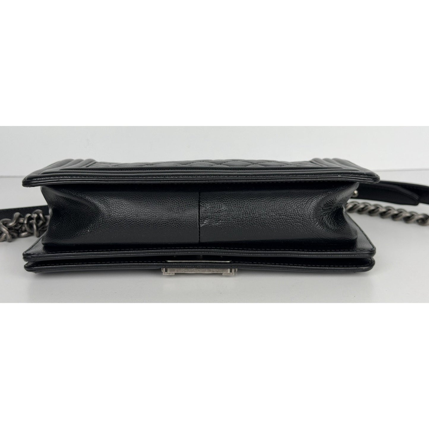 CHANEL Boy Flap Shoulder Bag Black Caviar Quilted Leather Medium 2019 C6