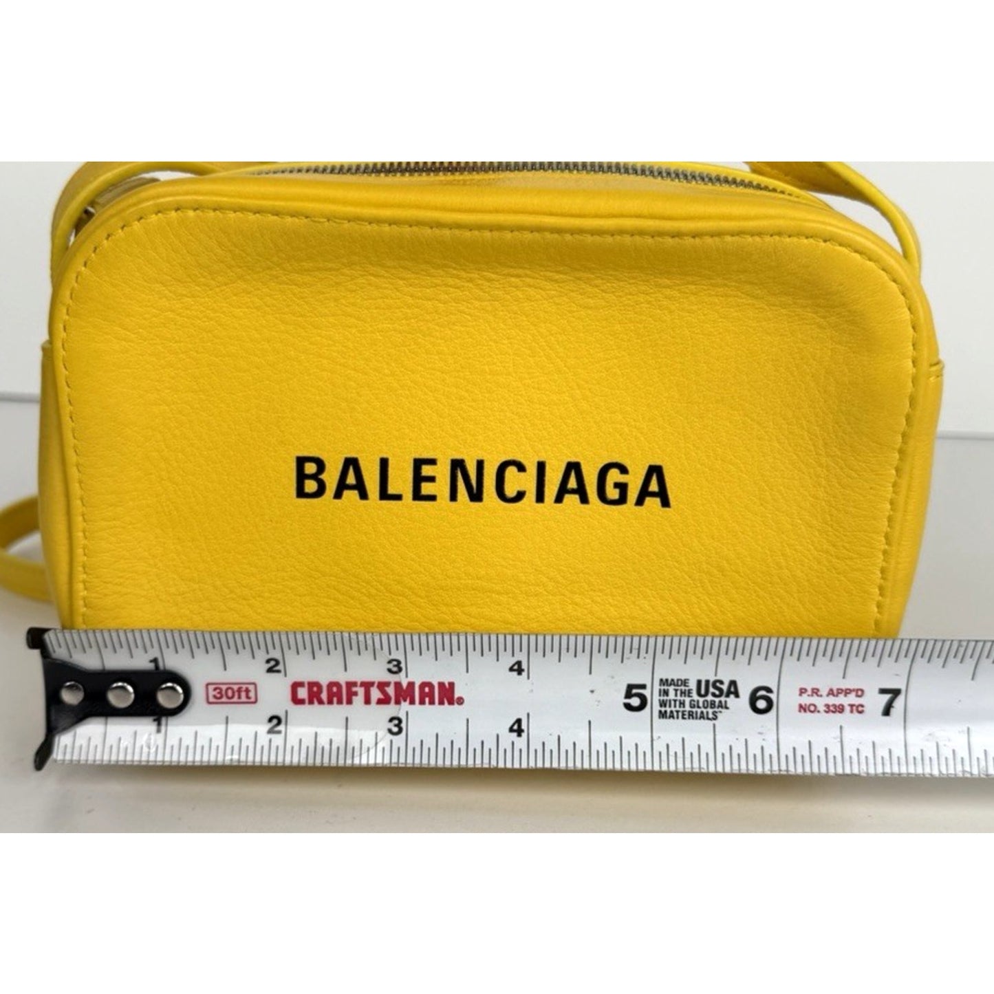 Balenciaga Everyday Camera Bag XS in Yellow Textured Calfskin Leather S15