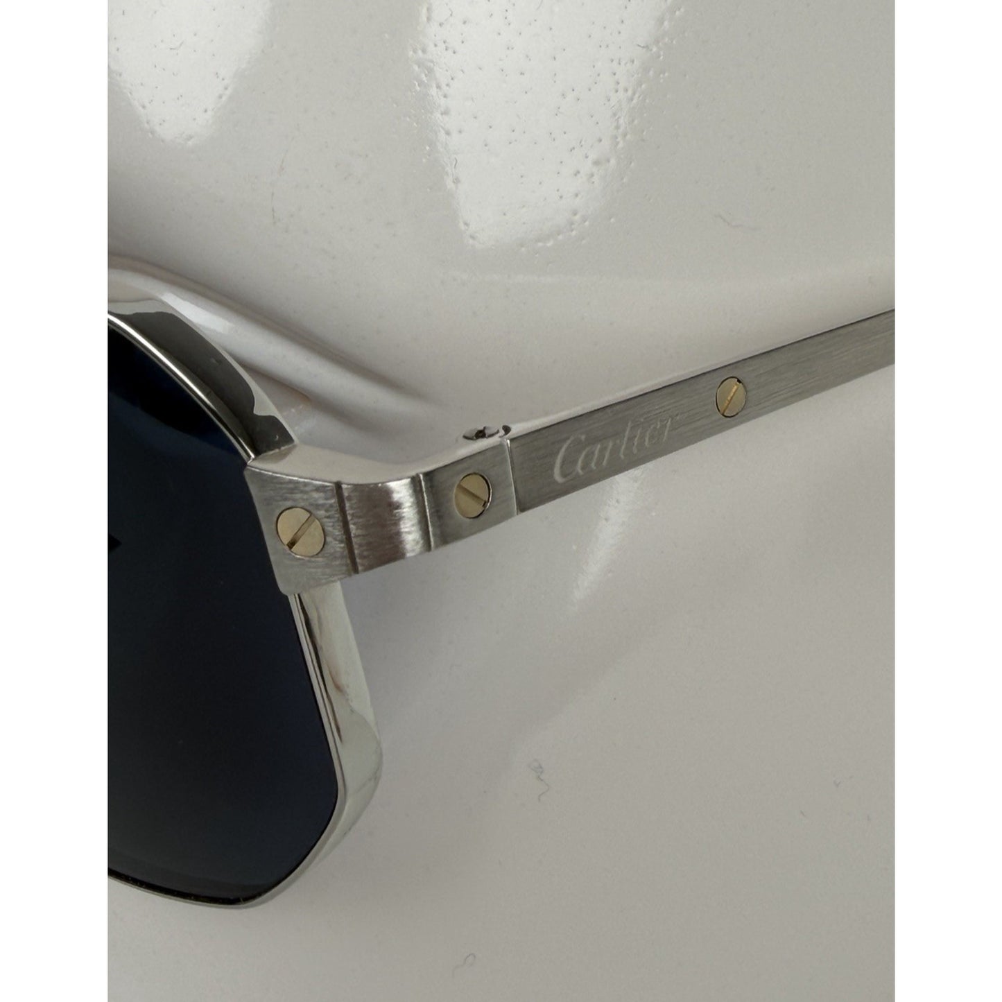 Cartier Santos de Cartier Aviator-Style Sunglasses Dark Blue Lense K1