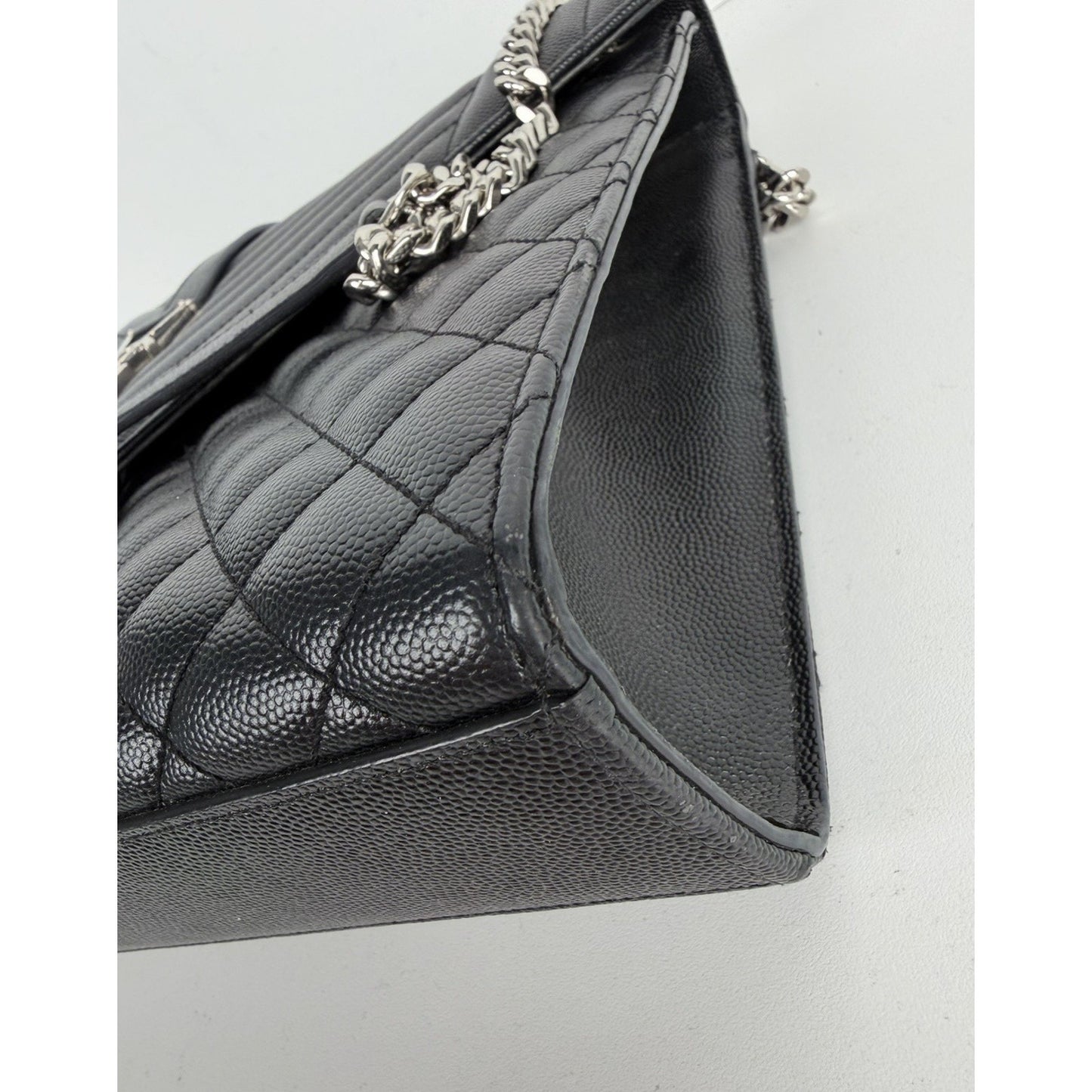 Saint Laurent Envelope Bag Large in Black Grain de Poudre Quilted Leather B1