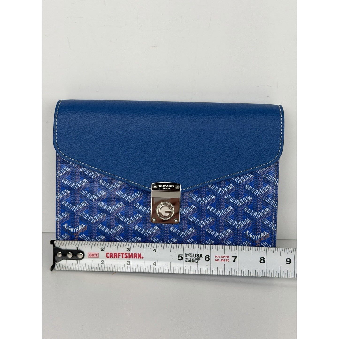 Goyard Chypre Wallet-Pouch Sky Blue Goyardine Canvas & Palladium G-Clasp D8