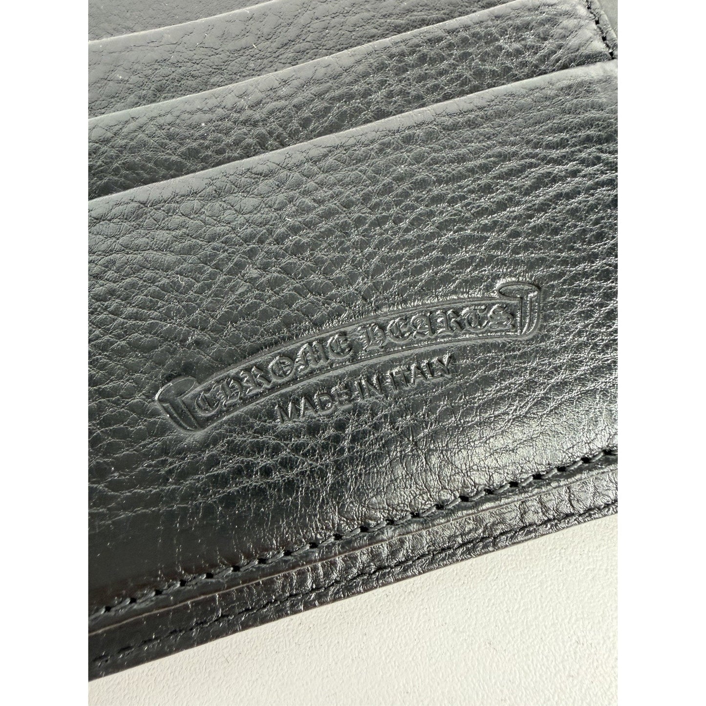 Chrome Hearts Wave Trifold Wallet in Black Leather with Silver-Tone Hardware K2