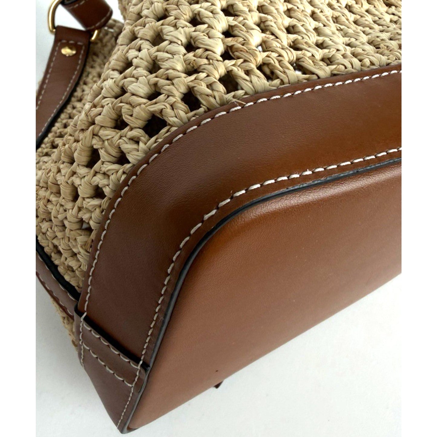 Louis Vuitton Noe BB Bag in Natural Woven Raffia with Leather Trim E-8