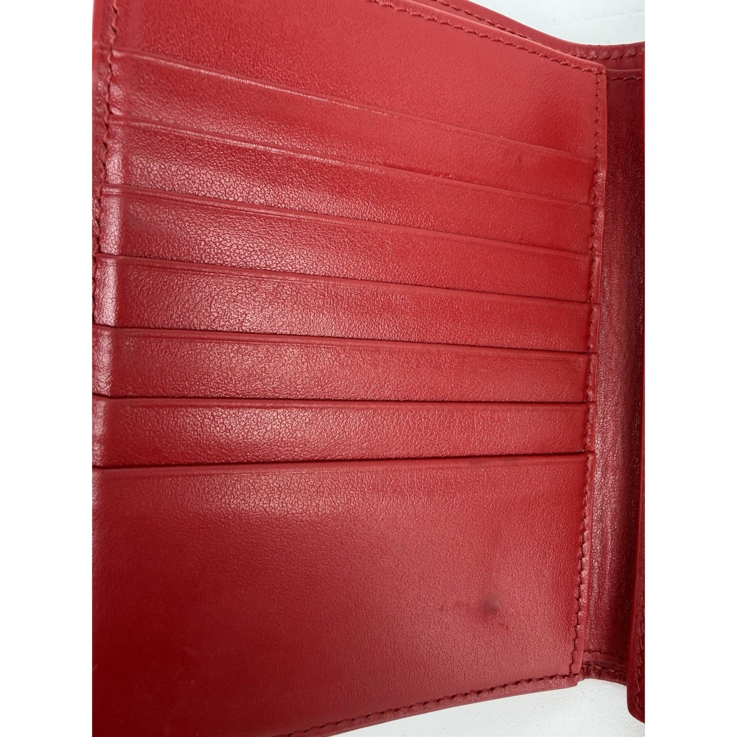 Celine Strap Wallet Medium Red Grained Calfskin Leather & Snap-Button K1