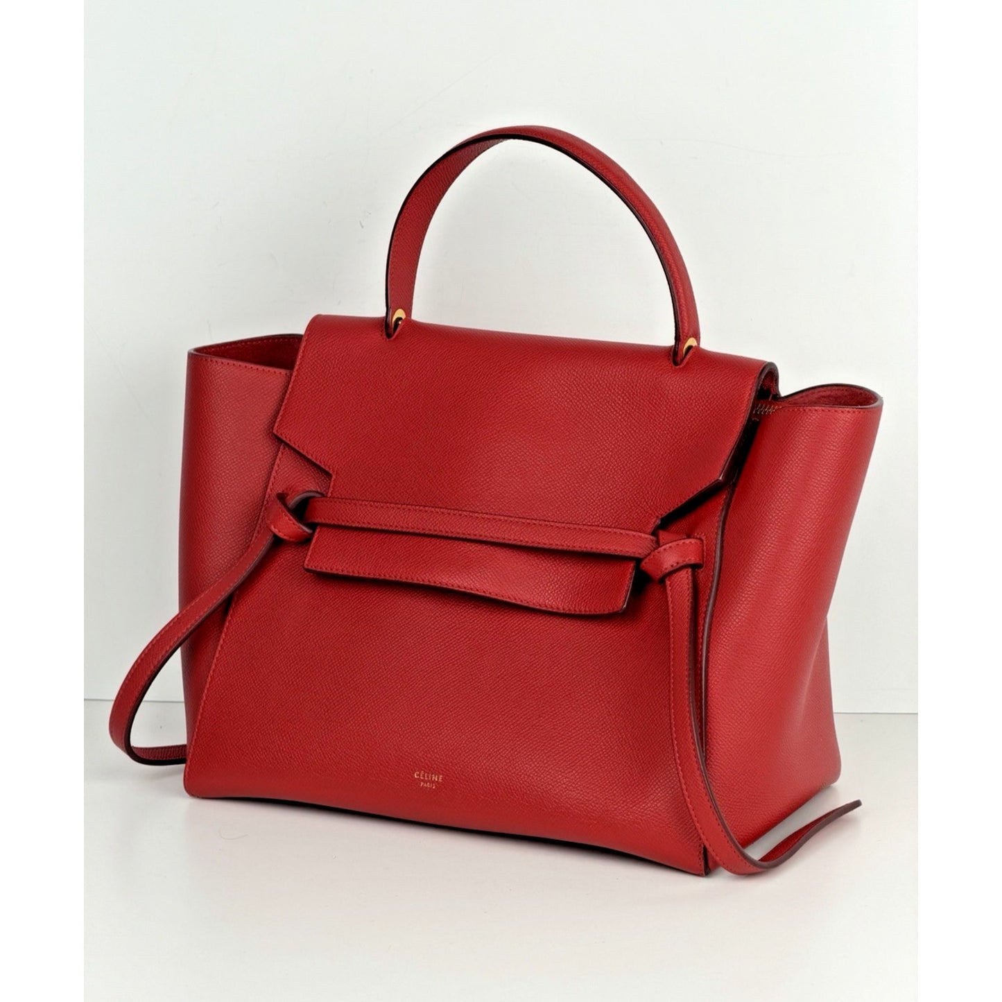 Celine by Phoebe Philo Mini Belt Bag in Red Textured Leather Knot Detail S