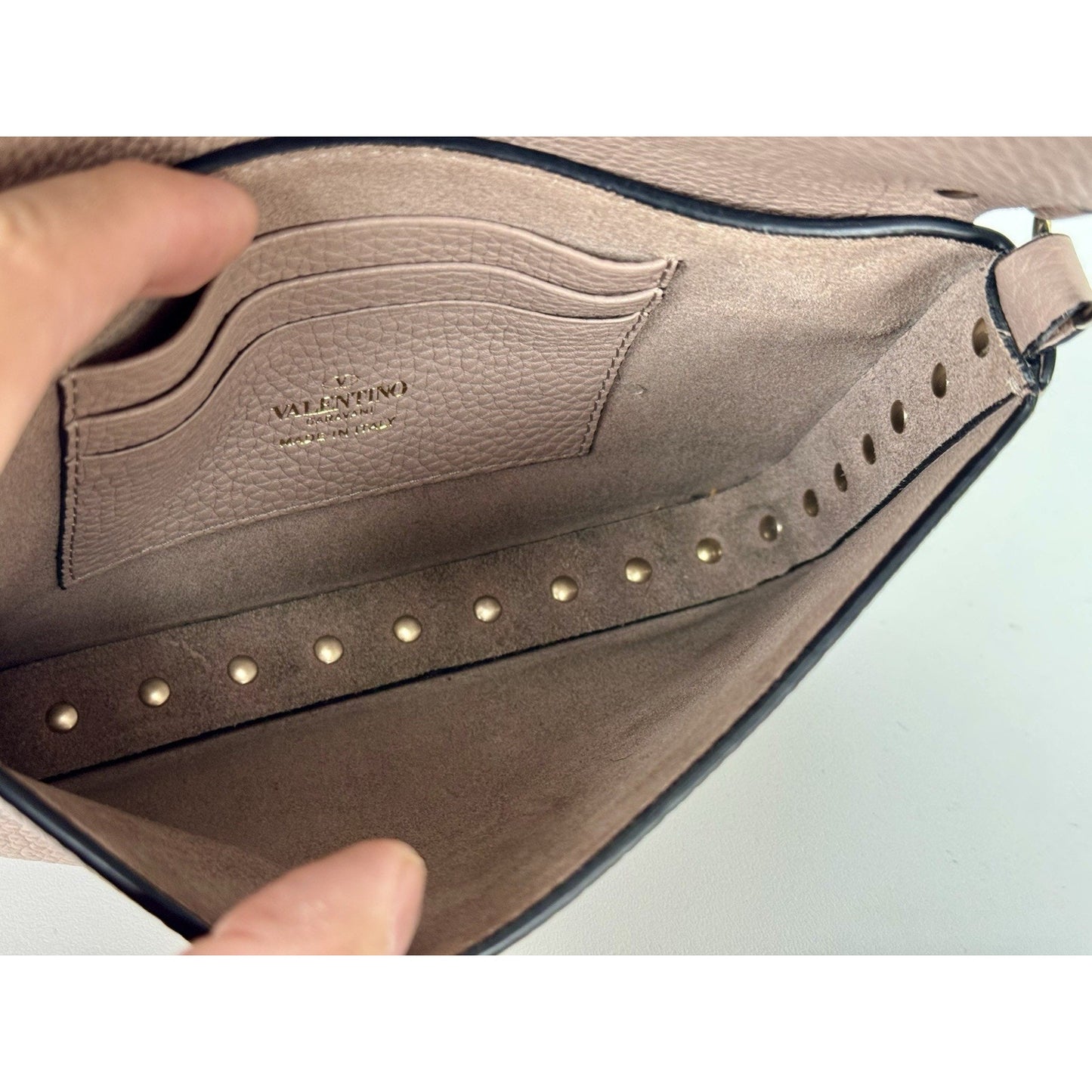 Valentino Rockstud Top Handle Mini Bag in Pastel Pink Grained Leather B-1