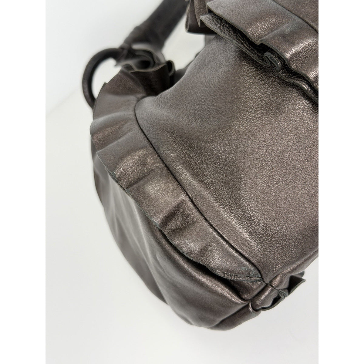 Prada Nappa PM Shoulder Bag in Brown Ruffle Leather S02
