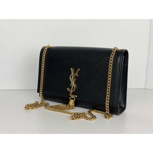 Saint Laurent Medium Kate Tassel Shoulder Bag in Black Calfskin Leather D9