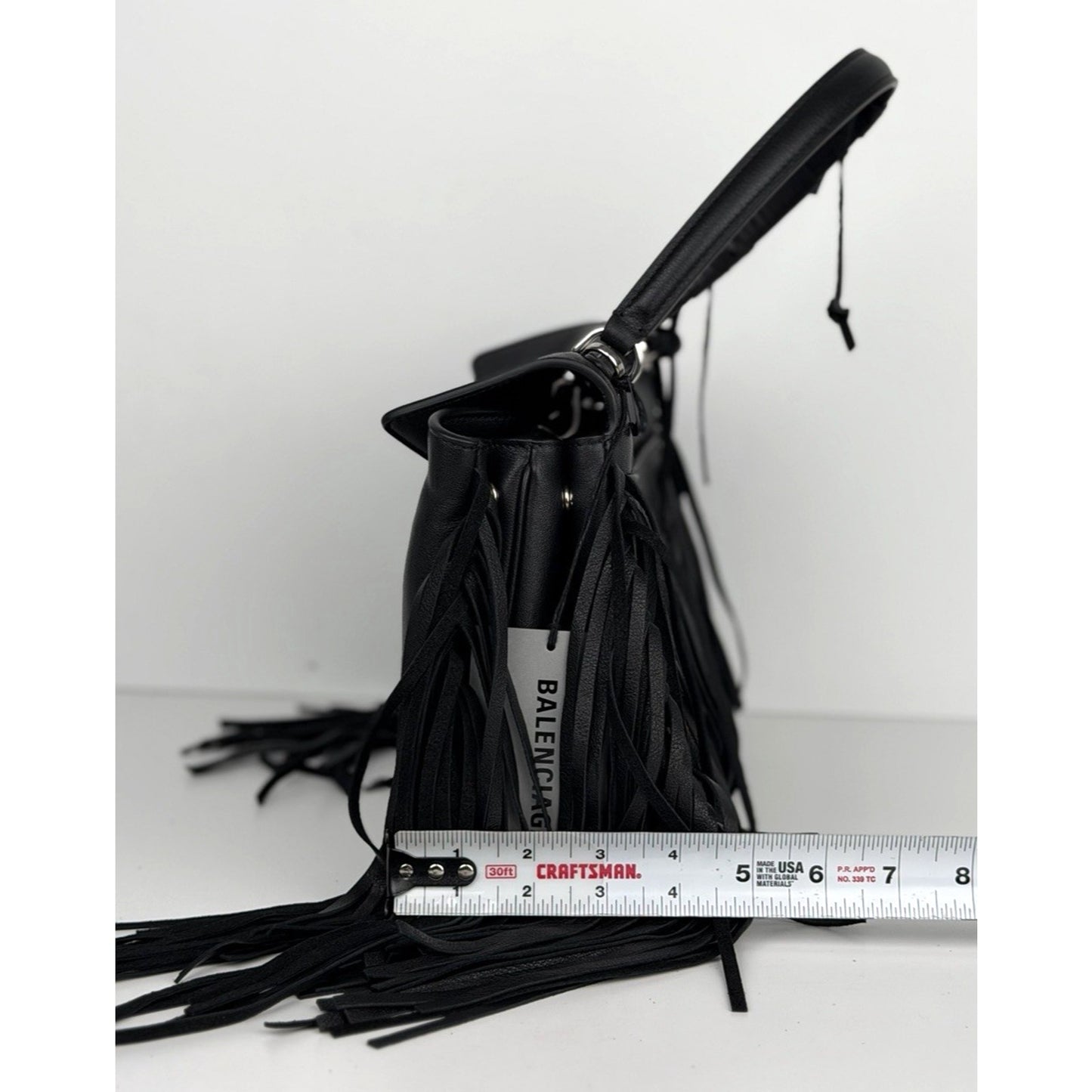Balenciaga Rodeo HandBag Small in Black Calfskin Leather with Fringe Sides C6