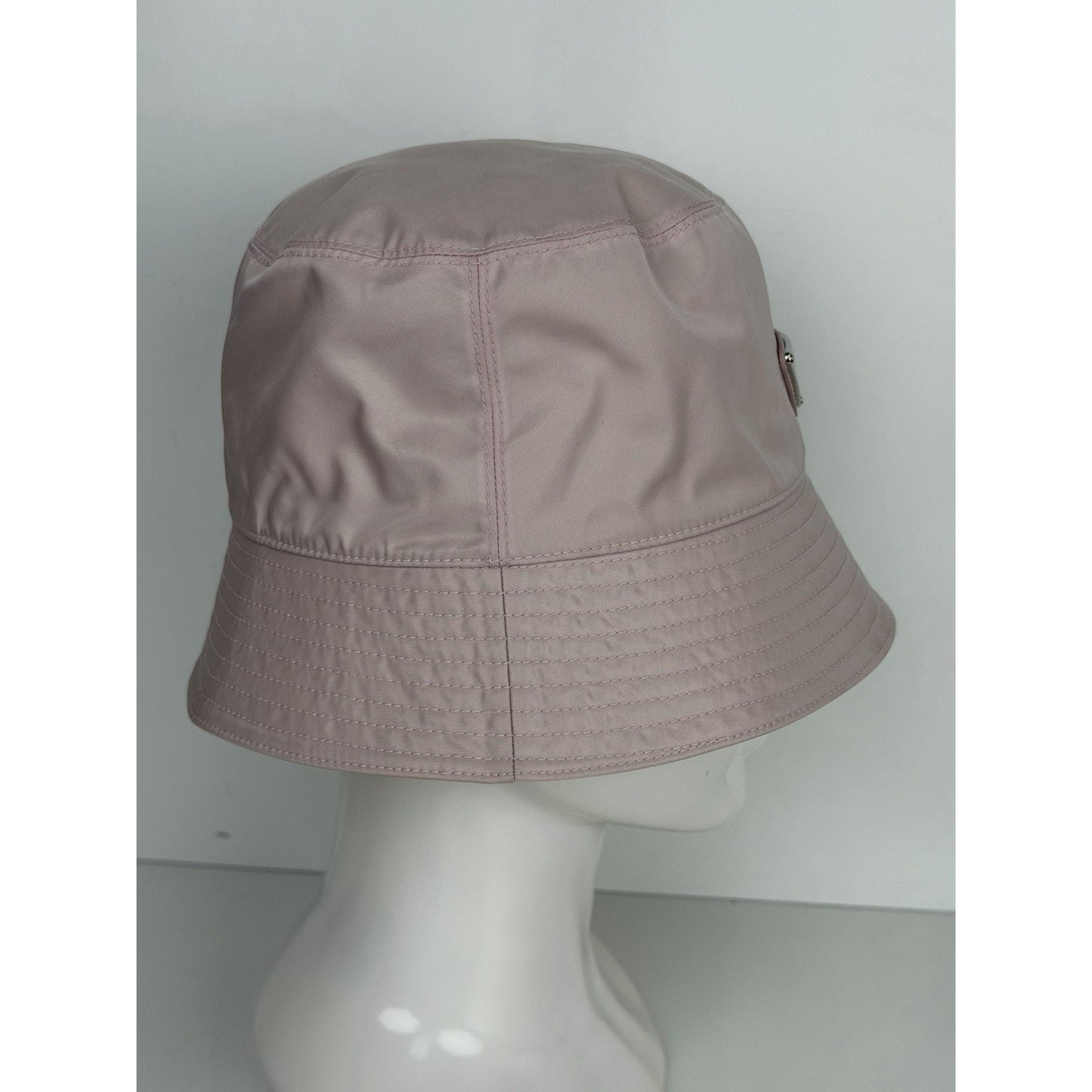 Prada Re-Nylon Bucket Hat L Pink & Metal Triangle Logo K3