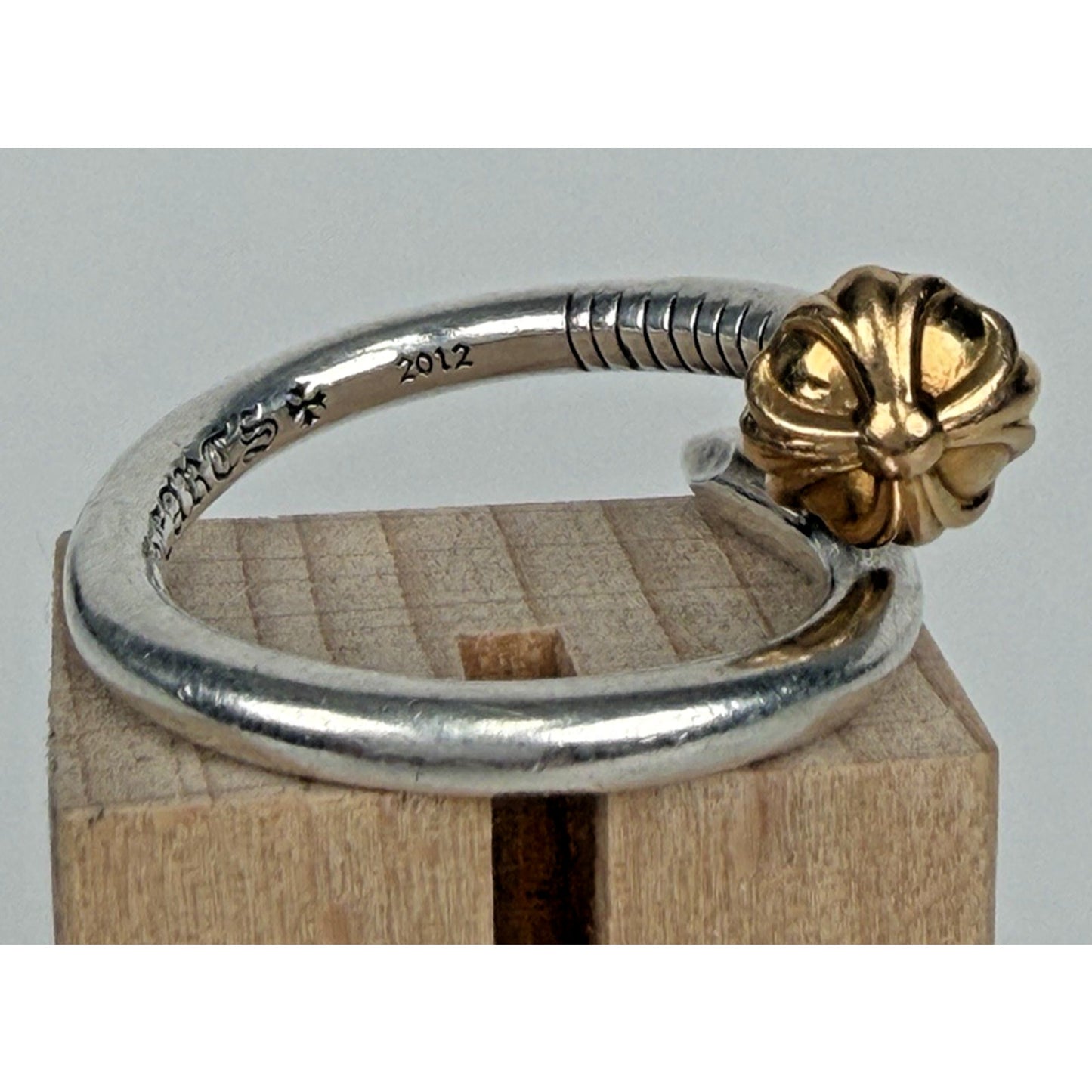 Chrome Hearts 22K Gold Nail Silver Cross Ring