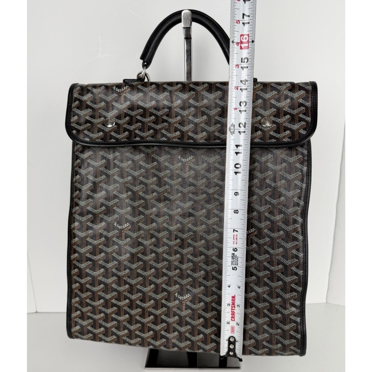 Goyard Saint Leger Backpack in Black Goyardine Coated Canvas Leather Trim E8