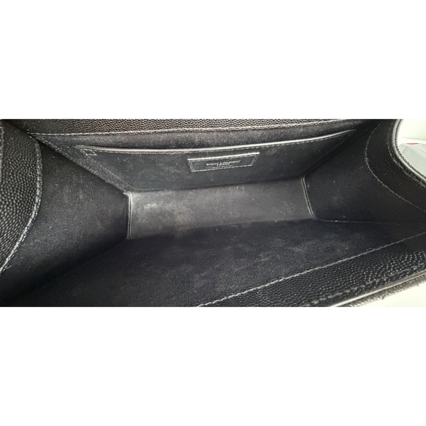 Saint Laurent Envelope Medium Chain Bag in Black Grain de Poudre Leather C6