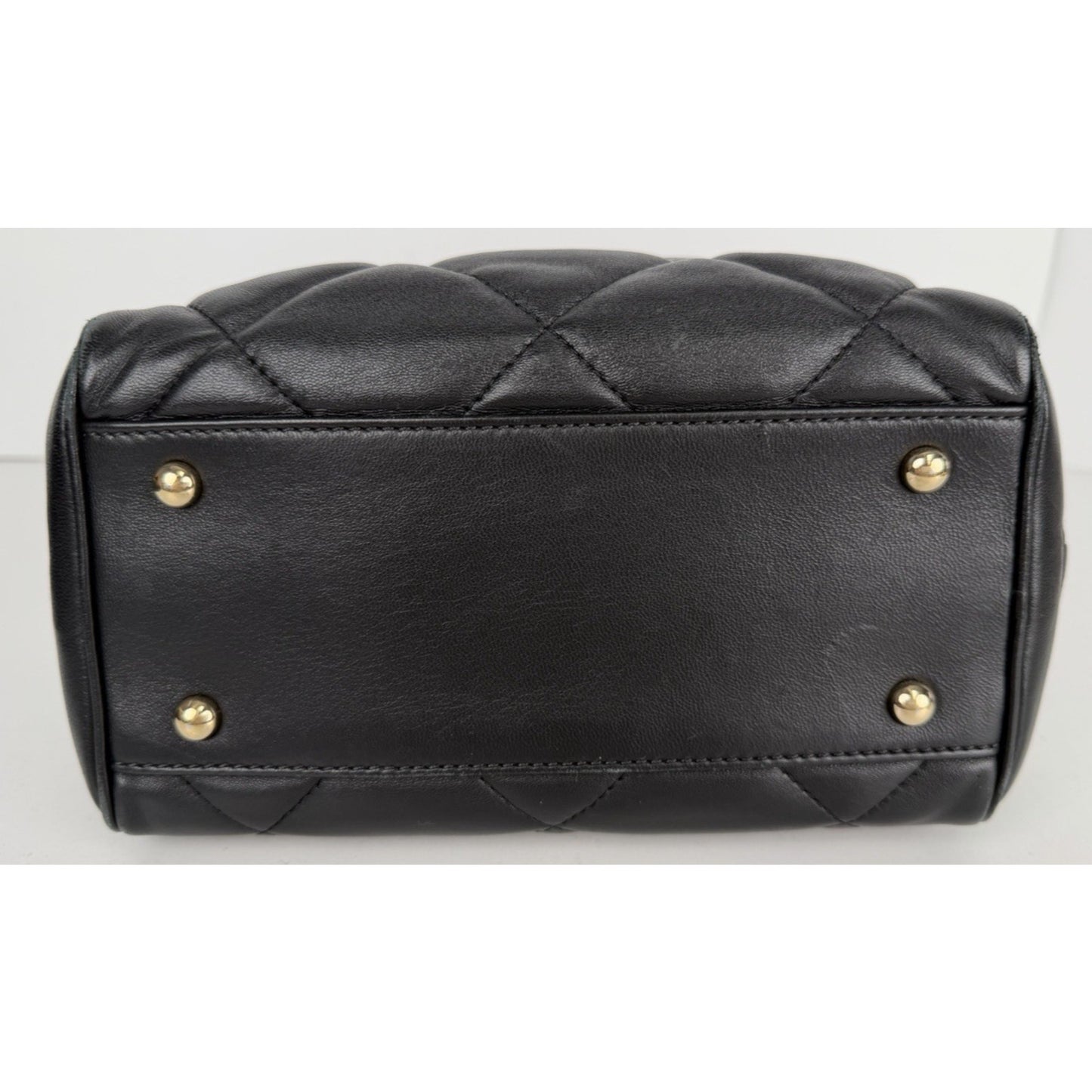 Chanel CC Chain Zip Bowling Mini Bag in Black Lambskin Leather 2019 E8