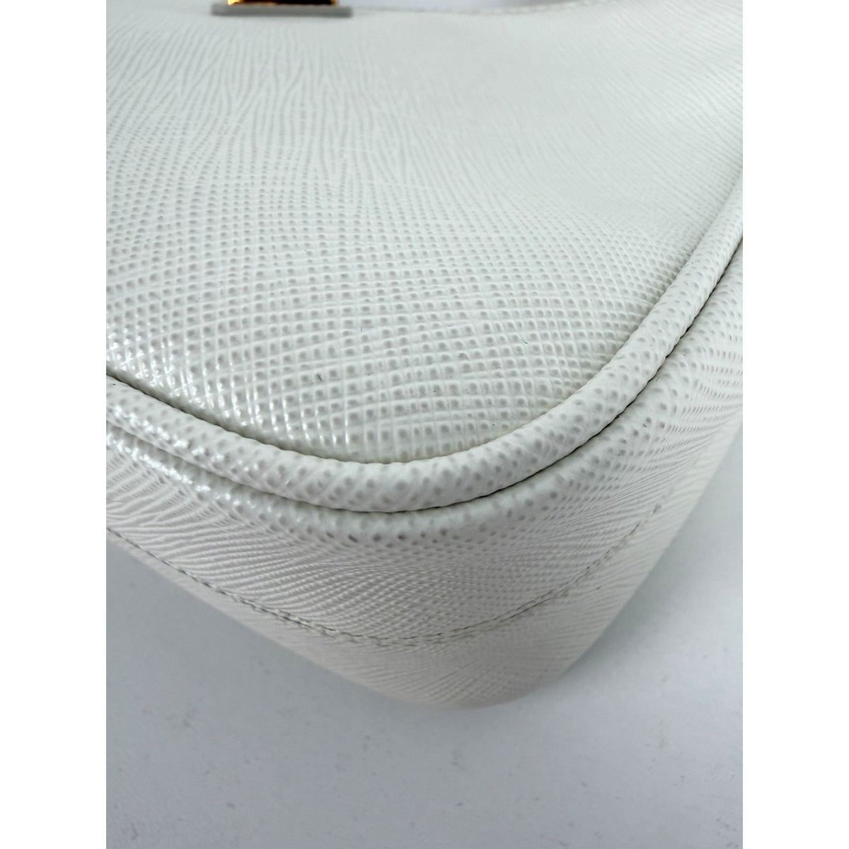 Prada Re-Edition 2005 Shoulder Bag White Saffiano Leather with Gold Hardware E-3