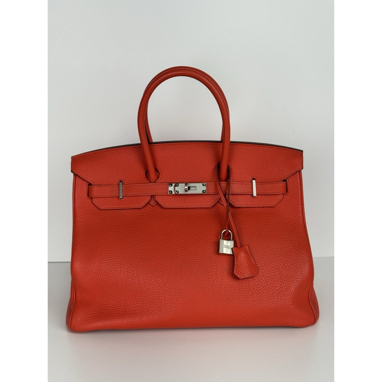 Hermes Birkin 35 Handbag in Red Clemence Leather with Palladium Hardware D-4