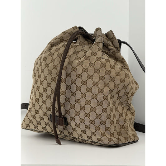 Gucci GG Brown Canvas Bucket Backpack