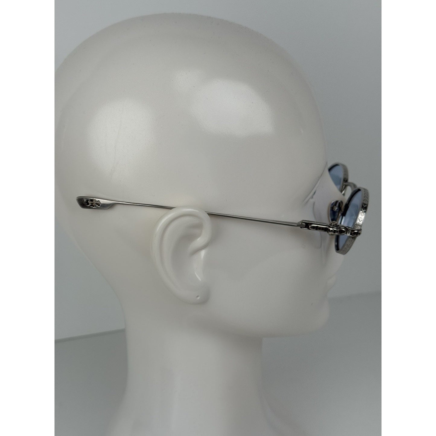 CHROME HEARTS Honey Dipped Sterling Silver Oval Blue Sunglasses