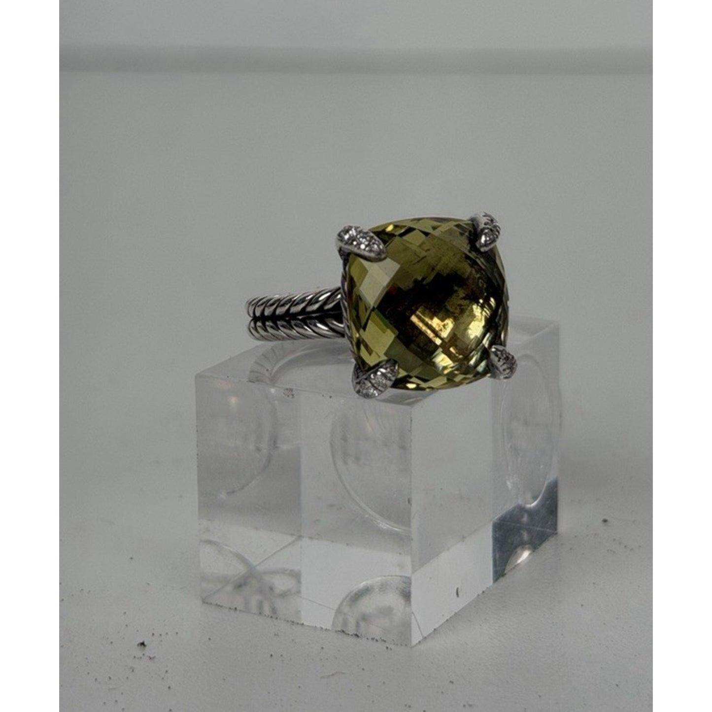 David Yurman Chatelaine Ring Lemon Citrine Gemstone in Sterling Silver 925