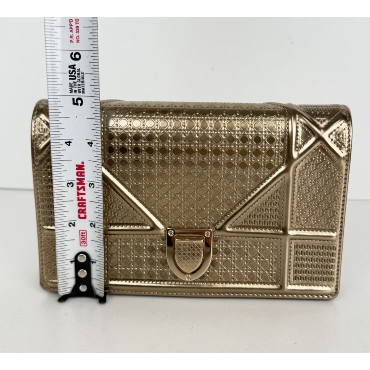 Christian Dior Cannage Diorama Small Wallet on Chain Bag in Metallic Gold S15