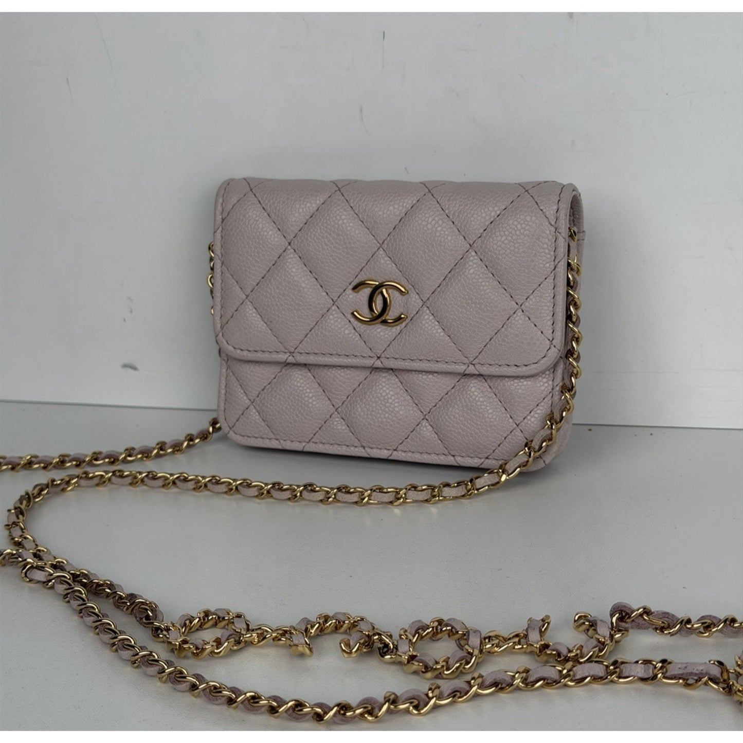 Chanel Miss Coco Clutch Chain Light Purple Quilted Caviar Leather 2021-2022 B1