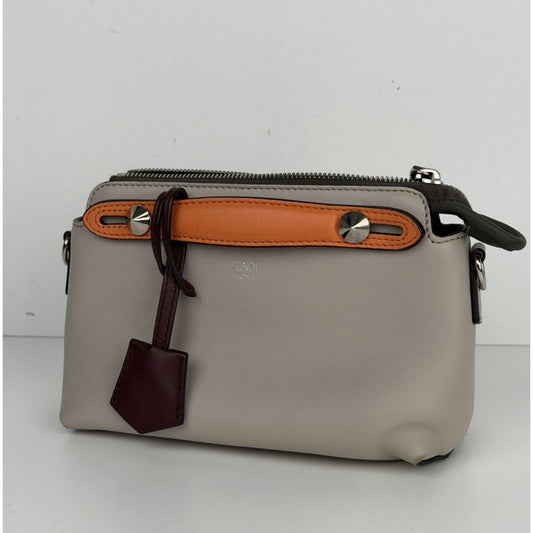 Fendi By The Way Shoulder Bag Small Gray & Brown Calfskin Leather S22