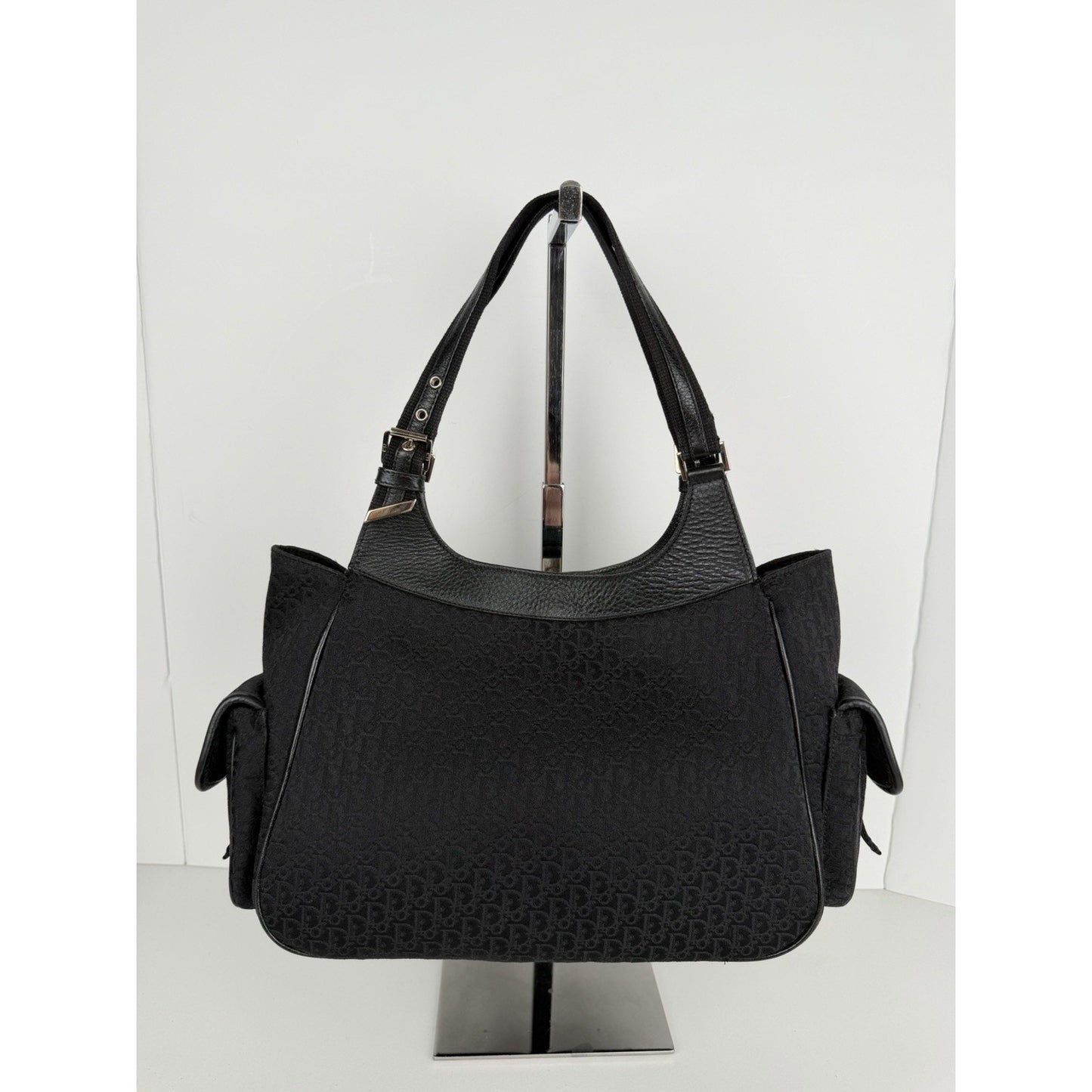 Christian Dior Vintage Diorissimo Multi-Pocket Shoulder Bag Black Canvas 2005 S7