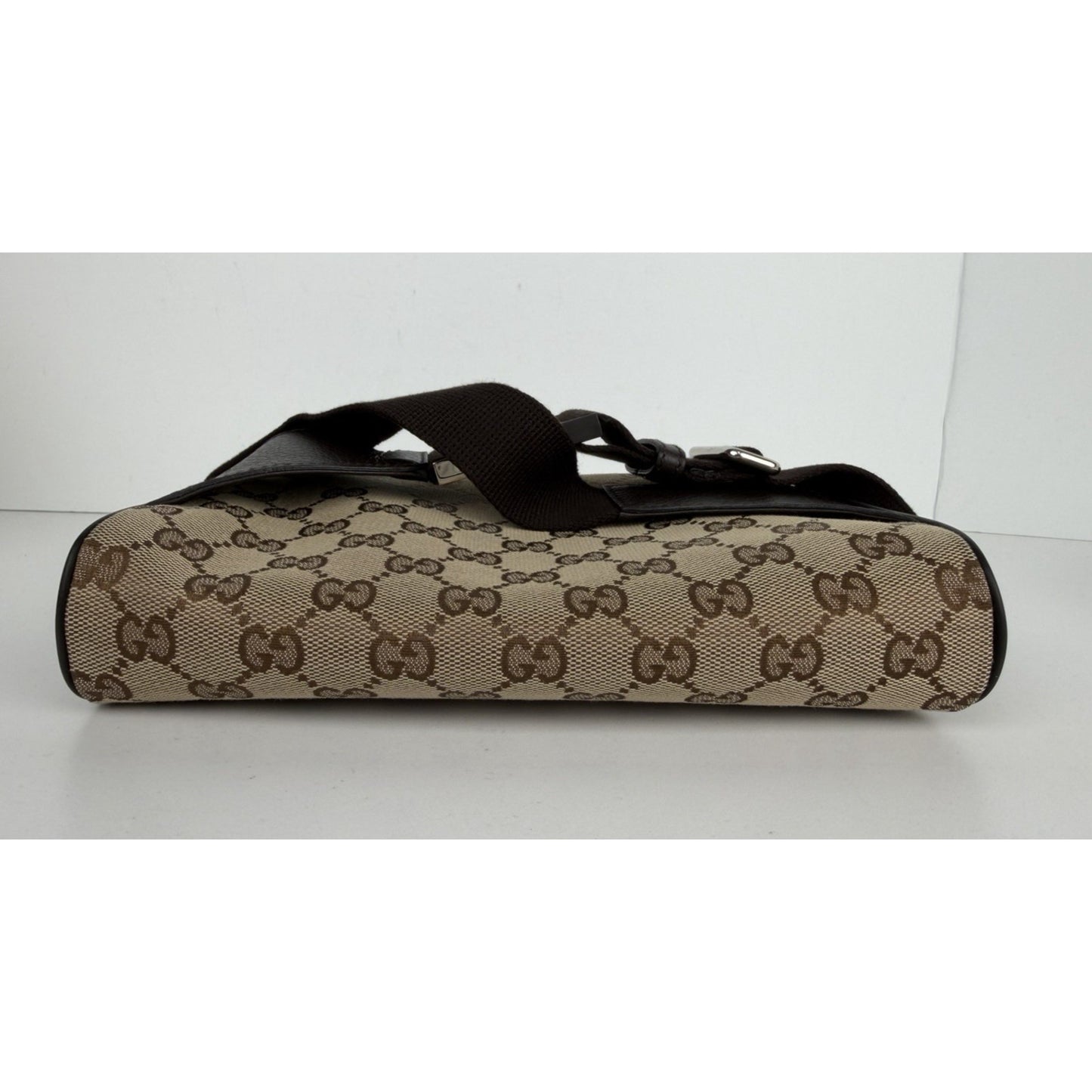 Gucci GG Monogram Belt Bag in Brown & Beige Canvas & Leather Trim S06
