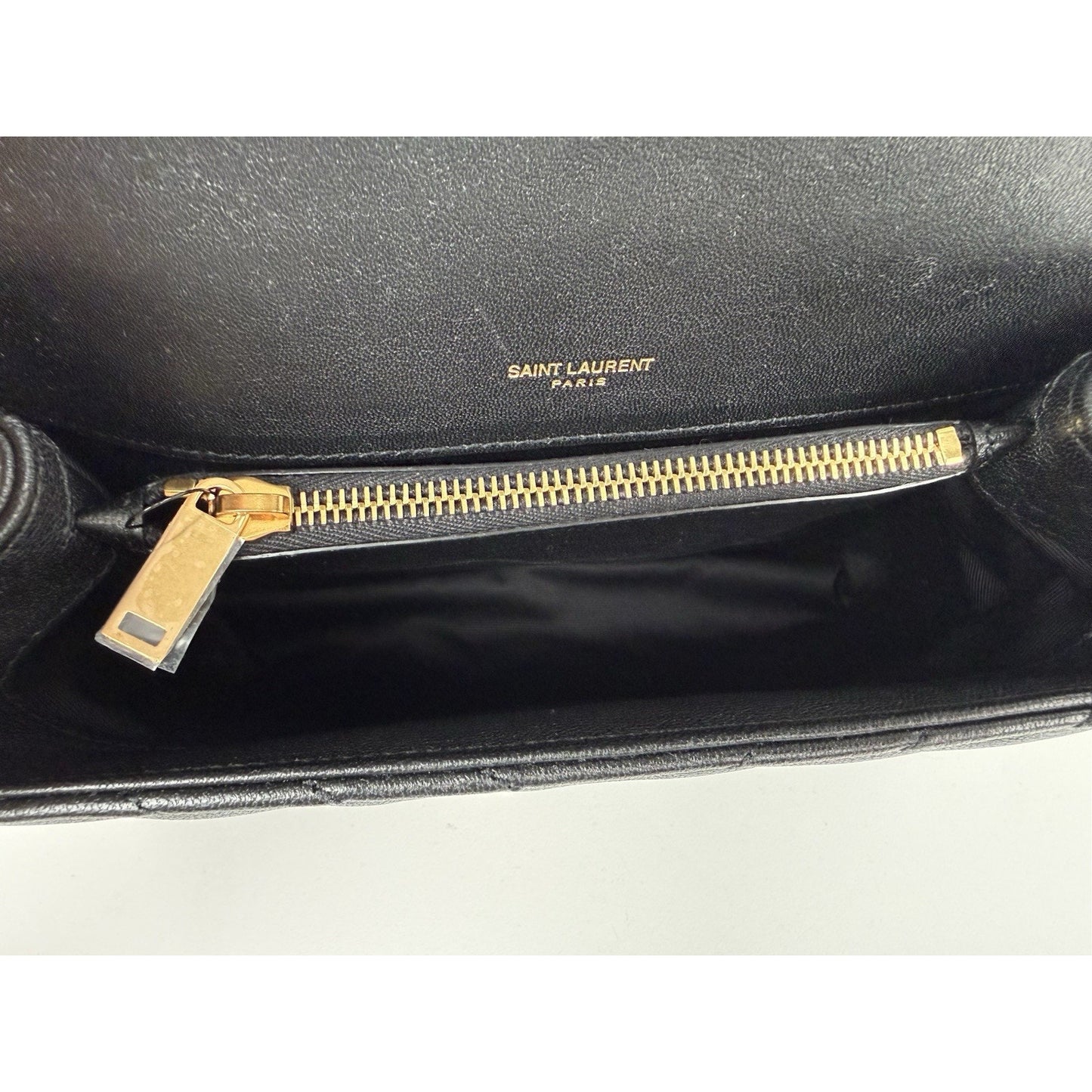 Saint Laurent Medium College Bag Chevron Quilted Black Leather