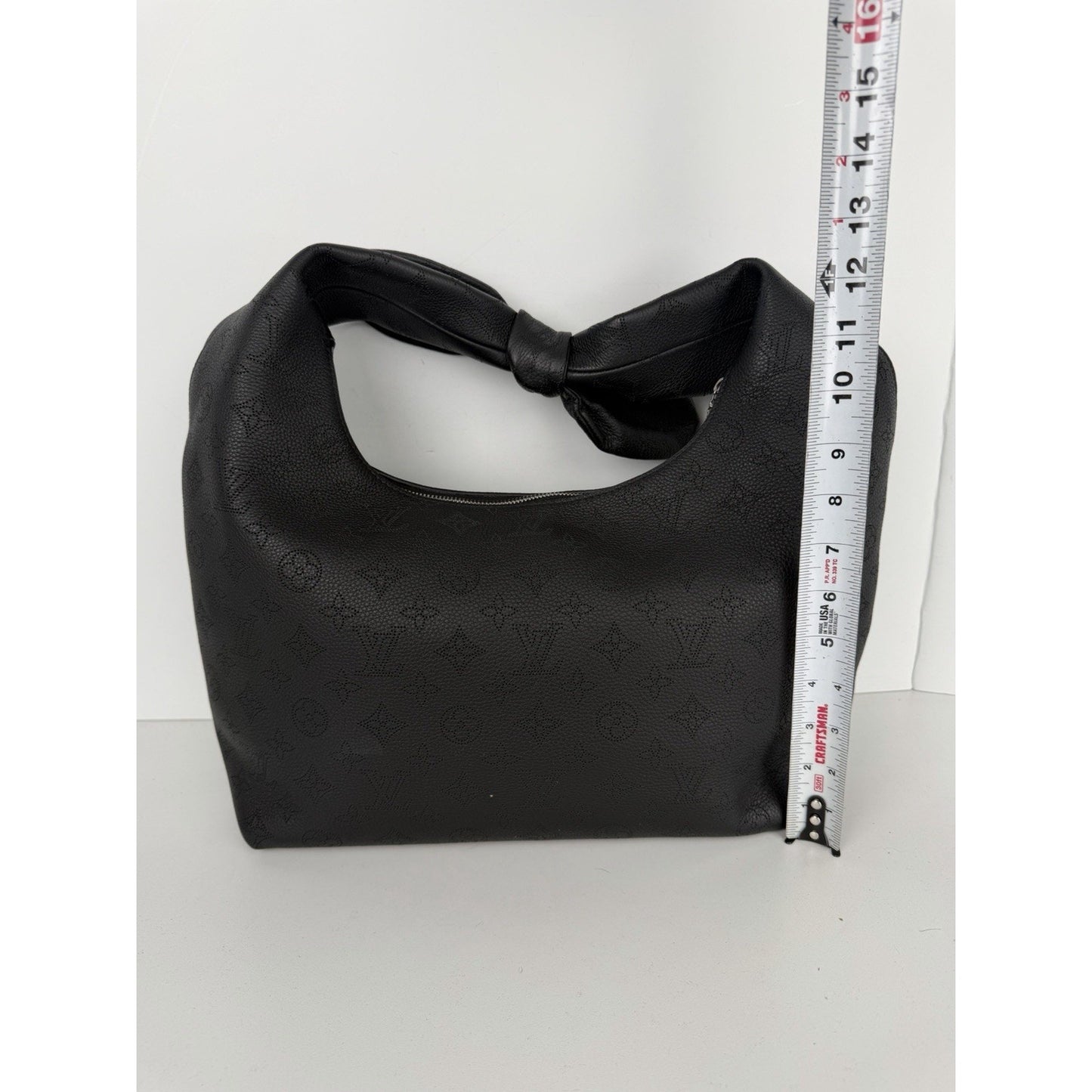 Louis Vuitton Why Knot Handbag MM in Black LV Monogram Mahina Leather NFC B-2