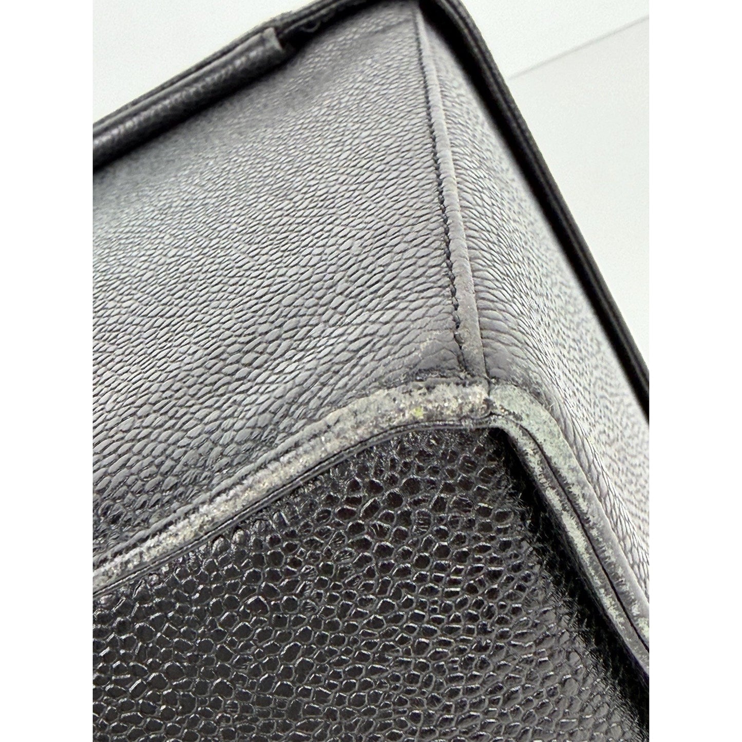 Chanel Vintage Vanity Case Cosmetic Bag Black Caviar Leather (1991-1994)
