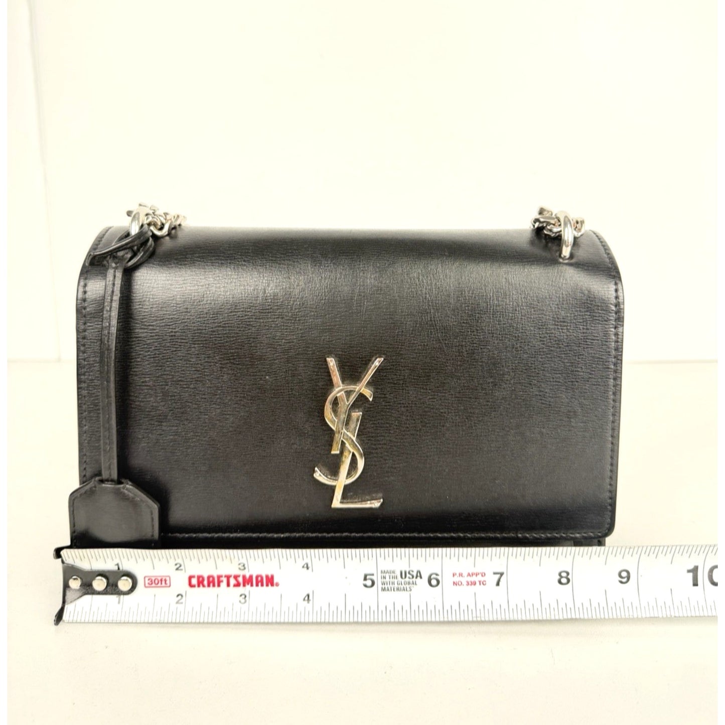 Saint Laurent Sunset Chain Crossbody Bag Medium in Black Leather with SH S11