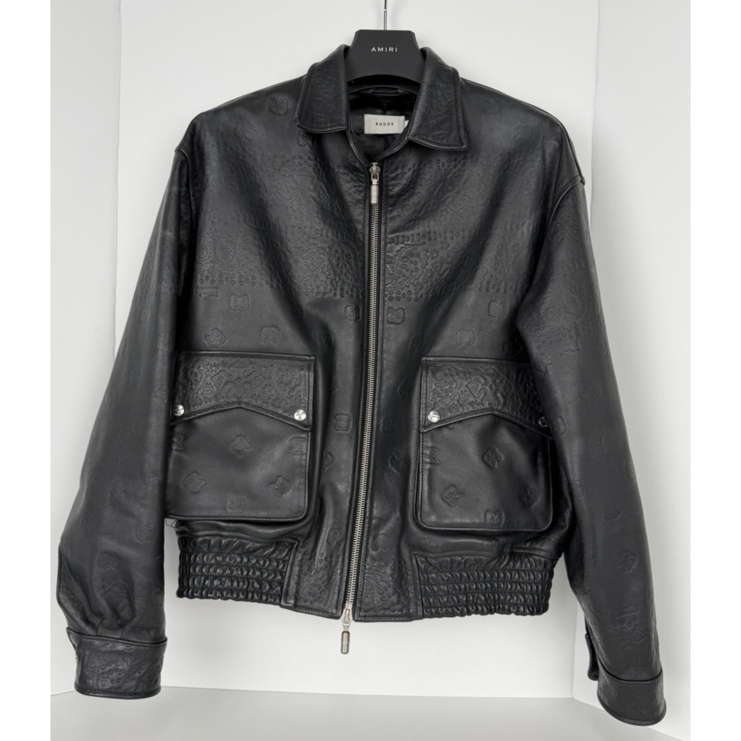 Rhude Leather Embossed Suit Jacket in Black Leather Size M