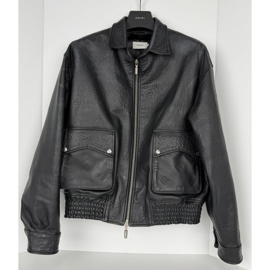 Rhude Leather Embossed Suit Jacket in Black Leather Size M