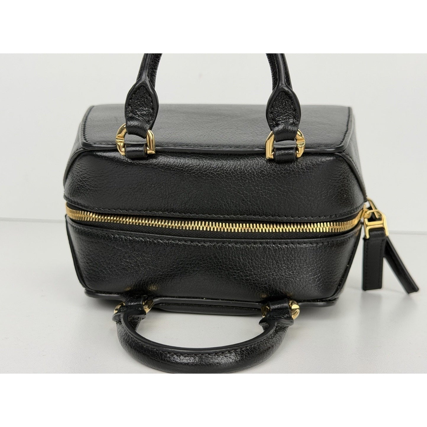 Givenchy Nano Antigona Cube Top Handle Bag in Black Shiny Leather
