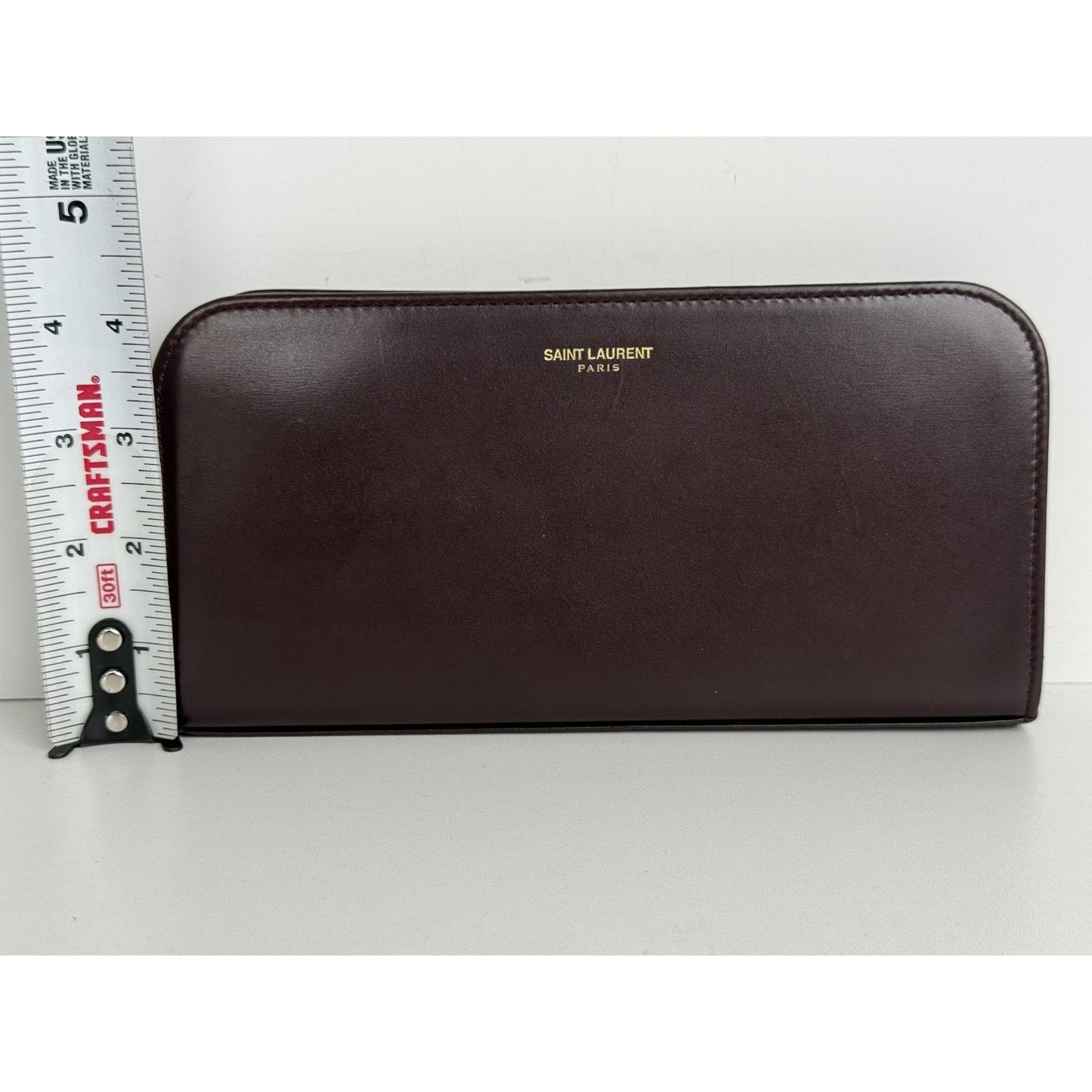 Saint Laurent Amerena Zip Around Wallet Burgundy Leather