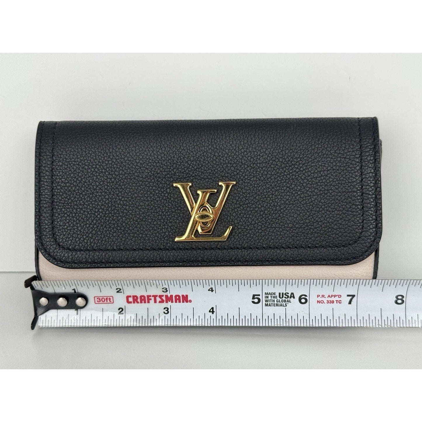Louis Vuitton Calfskin Lockme Phone Chain Pouch in Vanille and Black B-6