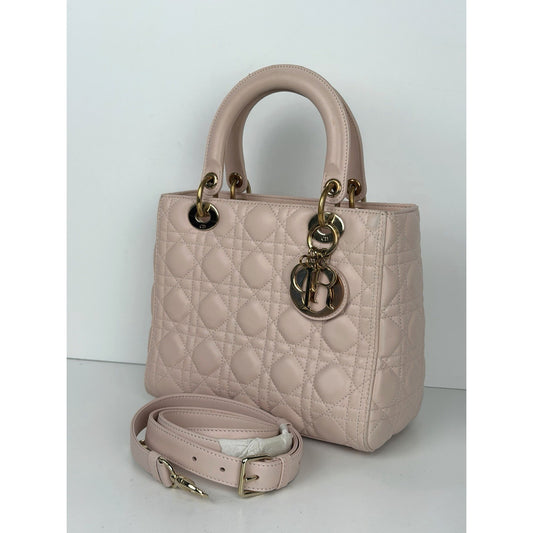 Dior Lady Dior Bag Medium in a Powder Pink Cannage Lambskin Leather 2016 U2