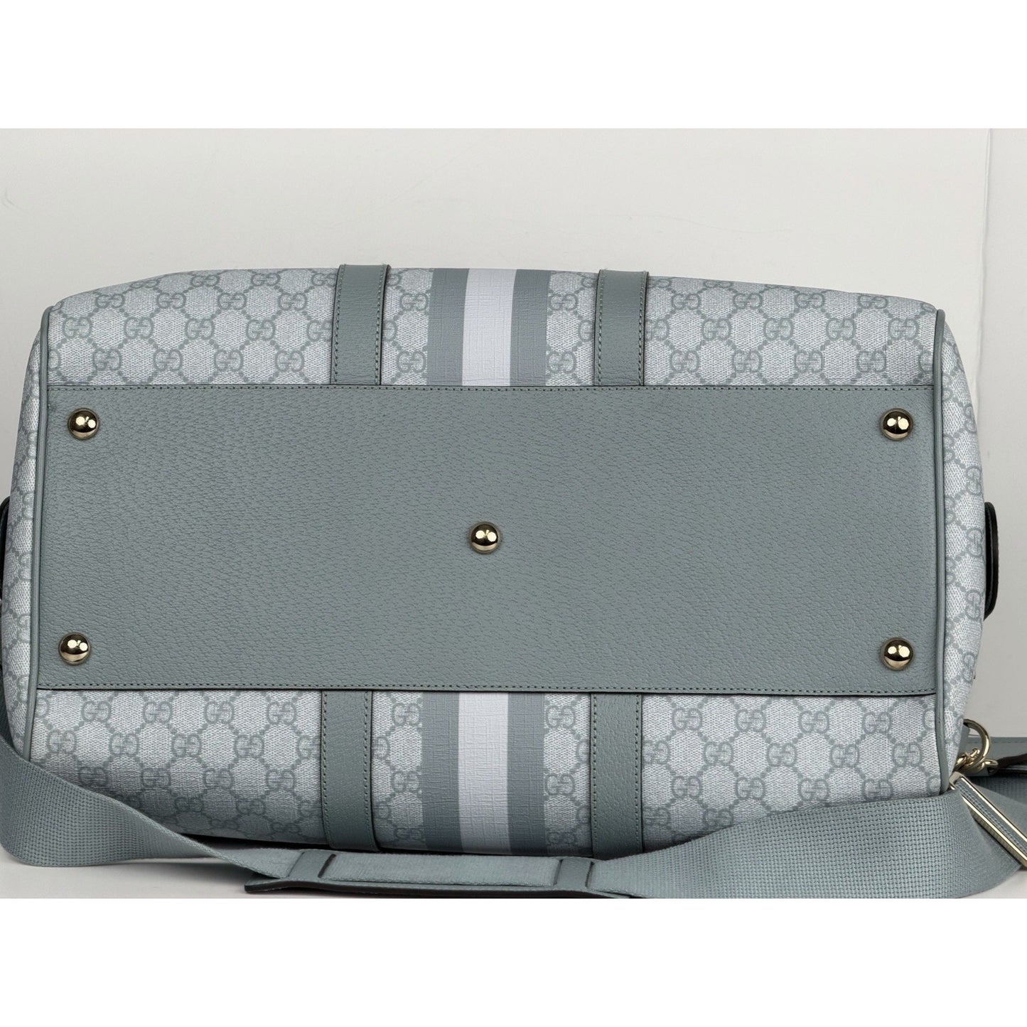 Gucci Ophidia Medium Duffle Bag in Blue GG Supreme Canvas and Leather